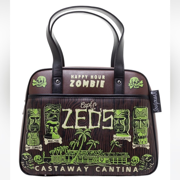 Sourpuss Castaway Tiki Zombie Bowler Bag RARE - Picture 2 of 6